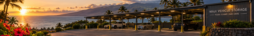 Maui Vehicle Storage facility at sunset